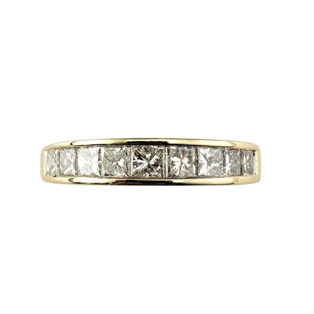 14 Karat Yellow Gold and Princess Cut Diamond Band Ring Size 7 #21812